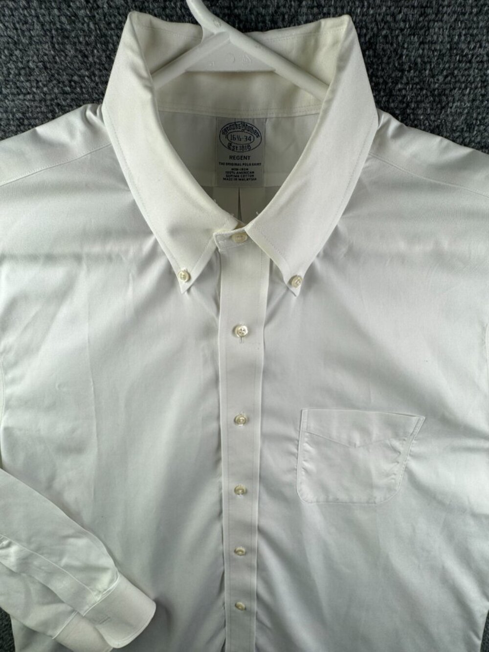 Brooks Brothers Long Sleeve Regent Men Button Up Shirt Cotton White 16.5 34